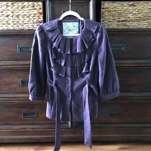 Anthropologie Tabitha Foliage Finder purple wool coat in size 6